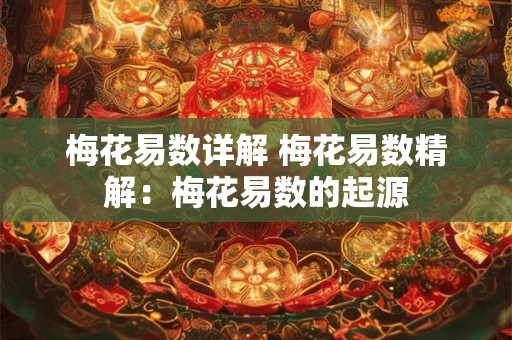 梅花易数详解 梅花易数精解：梅花易数的起源