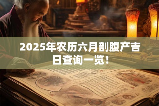 2025年农历六月剖腹产吉日查询一览！