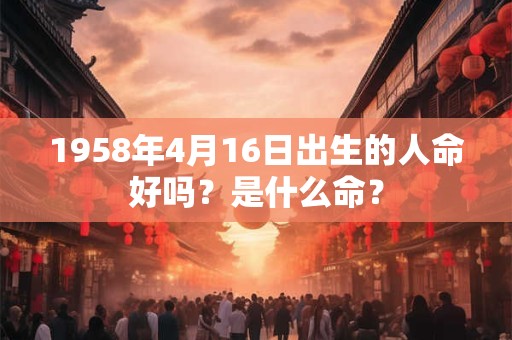 1958年4月16日出生的人命好吗？是什么命？