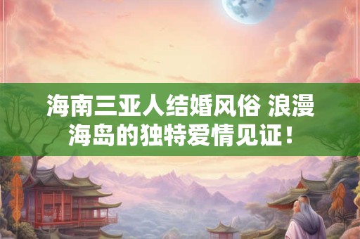 海南三亚人结婚风俗 浪漫海岛的独特爱情见证! 海南三亚人结婚风俗 浪漫海岛的独特爱情见证!