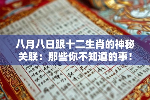 八月八日跟十二生肖的神秘关联:那些你不知道的事! 八月八日跟十二生肖的神秘关联:那些你不知道的事!