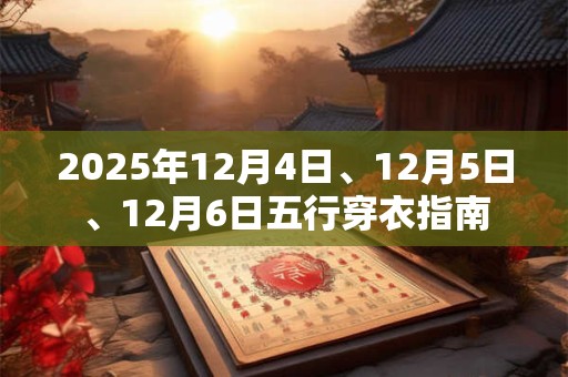 详细阅读:2025年12月4日、12月5日、12月6日五行穿衣指南 2025年12月4日、12月5日、12月6日五行穿衣指南