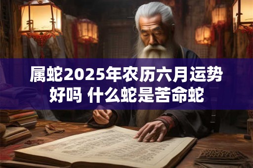 属蛇2025年农历六月运势好吗 什么蛇是苦命蛇