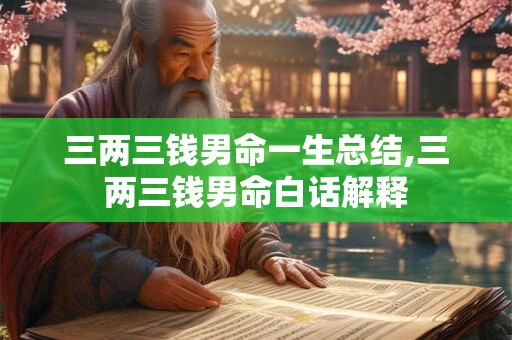 三两三钱男命一生总结,三两三钱男命白话解释