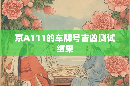 京A111的车牌号吉凶测试结果