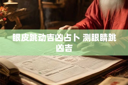 眼皮跳动吉凶占卜 测眼睛跳凶吉