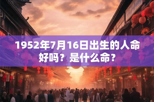 1952年7月16日出生的人命好吗？是什么命？