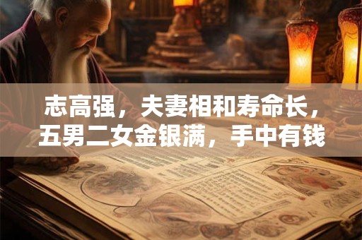 志高强，夫妻相和寿命长，五男二女金银满，手中有钱又有粮。