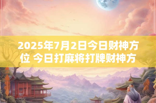 2025年7月2日今日财神方位 今日打麻将打牌财神方位！