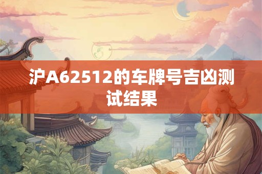 沪A62512的车牌号吉凶测试结果