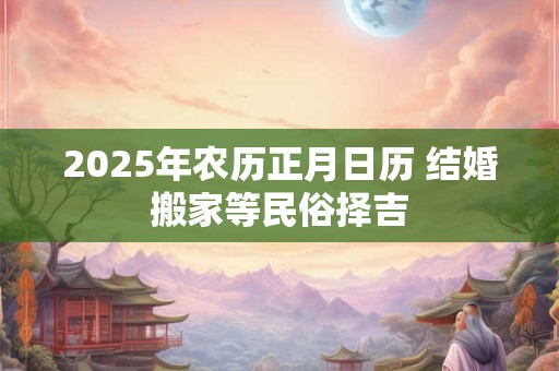 2025年农历正月日历 结婚搬家等民俗择吉