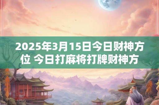 2025年3月15日今日财神方位 今日打麻将打牌财神方位！