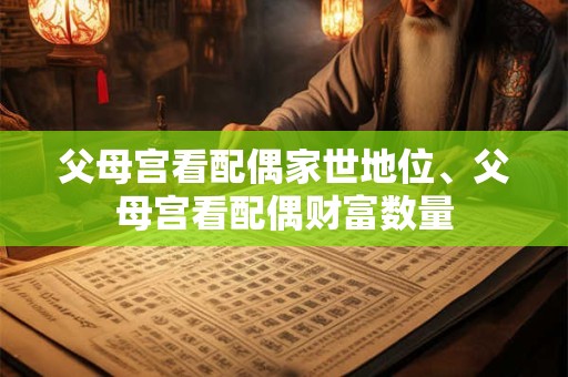 父母宫看配偶家世地位、父母宫看配偶财富数量