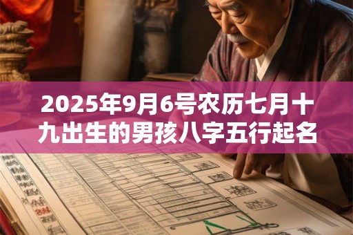 2025年9月6号农历七月十九出生的男孩八字五行起名字