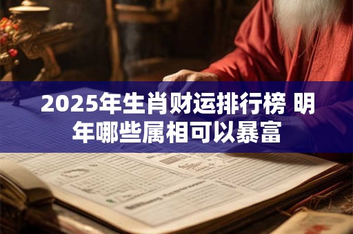 2025年生肖财运排行榜 明年哪些属相可以暴富