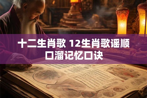 十二生肖歌 12生肖歌谣顺口溜记忆口诀