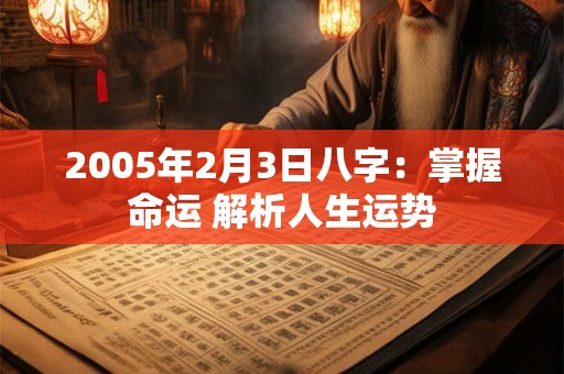 2005年2月3日八字:掌握命运 解析人生运势 2005年2月3日八字:掌握命运 解析人生运势