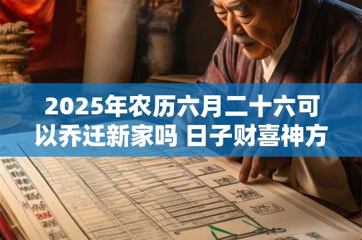 2025年农历六月二十六可以乔迁新家吗 日子财喜神方位