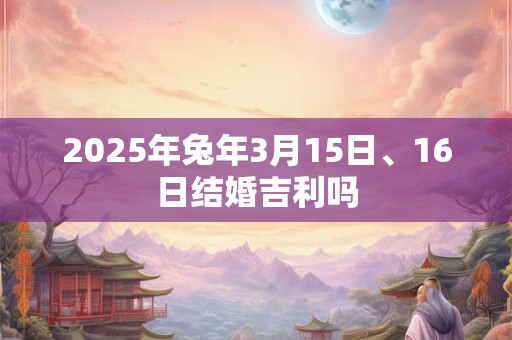 2025年兔年3月15日、16日结婚吉利吗