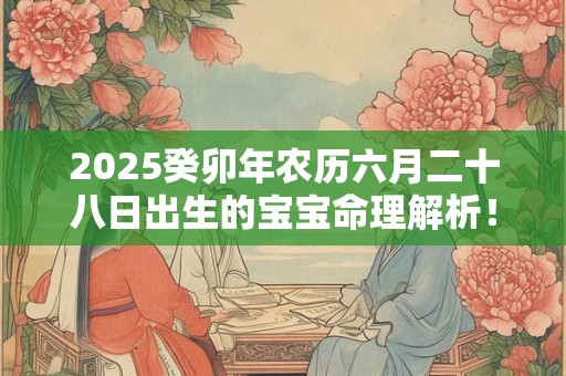 2025癸卯年农历六月二十八日出生的宝宝命理解析！