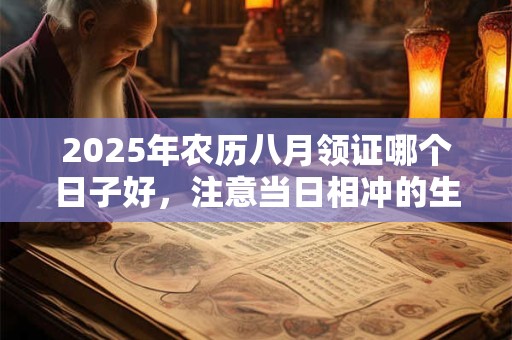 2025年农历八月领证哪个日子好，注意当日相冲的生肖
