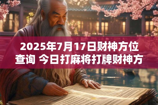 2025年7月17日财神方位查询 今日打麻将打牌财神方位！