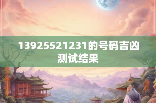 13925521231的号码吉凶测试结果