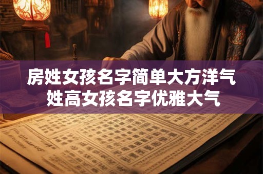 房姓女孩名字简单大方洋气 姓高女孩名字优雅大气