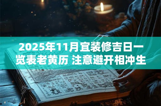 2025年11月宜装修吉日一览表老黄历 注意避开相冲生肖