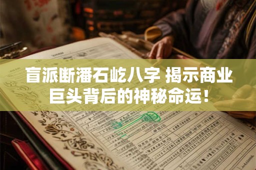 盲派断潘石屹八字 揭示商业巨头背后的神秘命运！