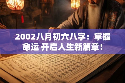 2002八月初六八字:掌握命运 开启人生新篇章! 2002八月初六八字:掌握命运 开启人生新篇章!