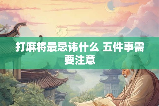 打麻将最忌讳什么 五件事需要注意