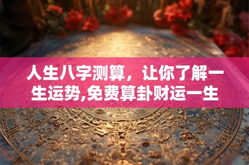 人生八字测算，让你了解一生运势,免费算卦财运一生运气