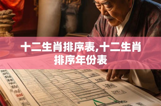 十二生肖排序表,十二生肖排序年份表