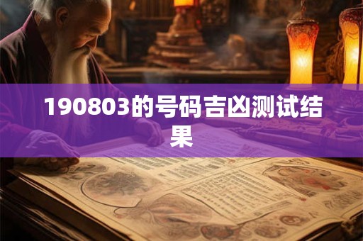 190803的号码吉凶测试结果