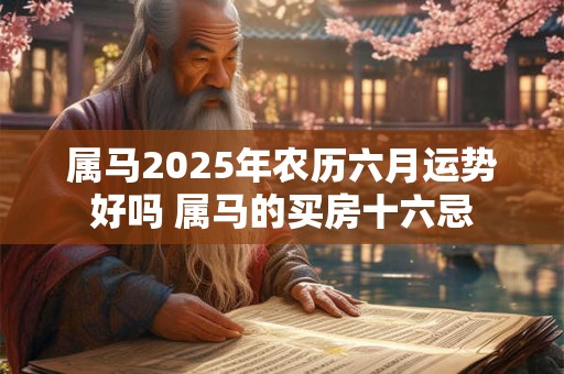 属马2025年农历六月运势好吗 属马的买房十六忌