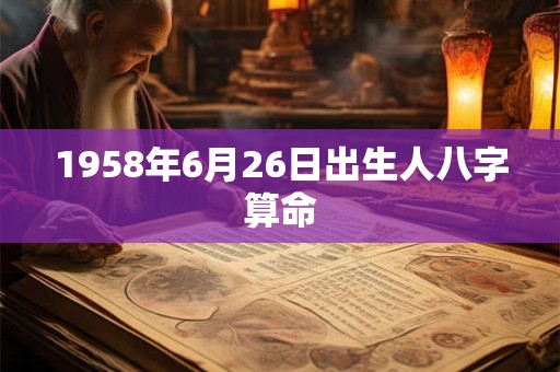 1958年6月26日出生人八字算命