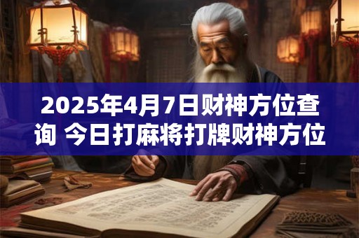 2025年4月7日财神方位查询 今日打麻将打牌财神方位！