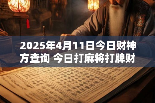 2025年4月11日今日财神方查询 今日打麻将打牌财神方位！