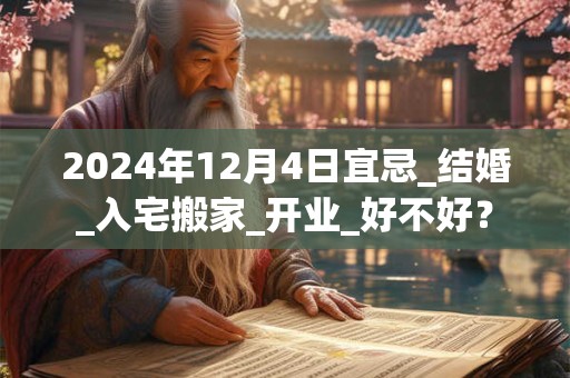 2024年12月4日宜忌_结婚_入宅搬家_开业_好不好？