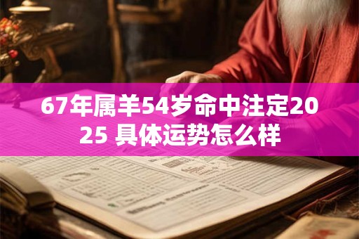 67年属羊54岁命中注定2025 具体运势怎么样