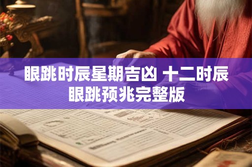 眼跳时辰星期吉凶 十二时辰眼跳预兆完整版