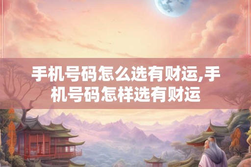 手机号码怎么选有财运,手机号码怎样选有财运