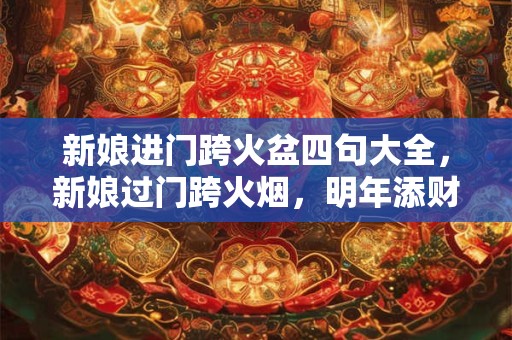 新娘进门跨火盆四句大全，新娘过门跨火烟，明年添财又添丁