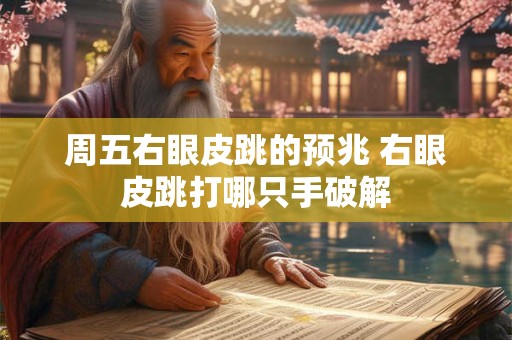 周五右眼皮跳的预兆 右眼皮跳打哪只手破解