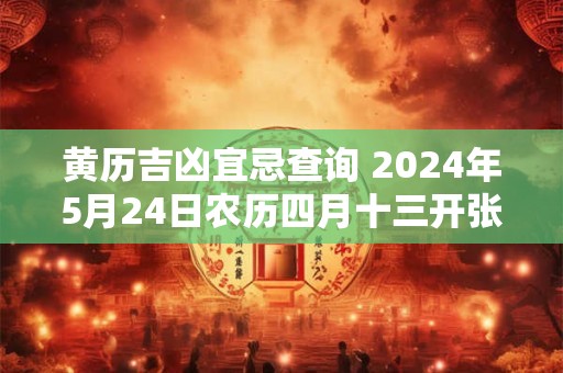 黄历吉凶宜忌查询 2024年5月24日农历四月十三开张行不行