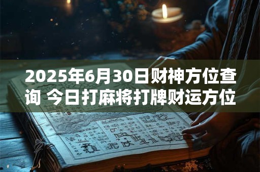 2025年6月30日财神方位查询 今日打麻将打牌财运方位！