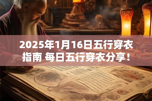 详细阅读:2025年1月16日五行穿衣指南 每日五行穿衣分享! 2025年1月16日五行穿衣指南 每日五行穿衣分享!