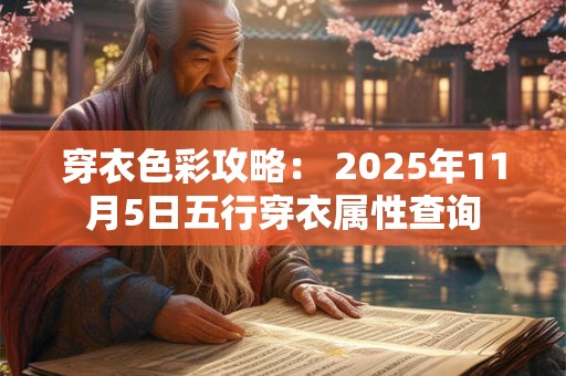 详细阅读:穿衣色彩攻略: 2025年11月5日五行穿衣属性查询 穿衣色彩攻略: 2025年11月5日五行穿衣属性查询