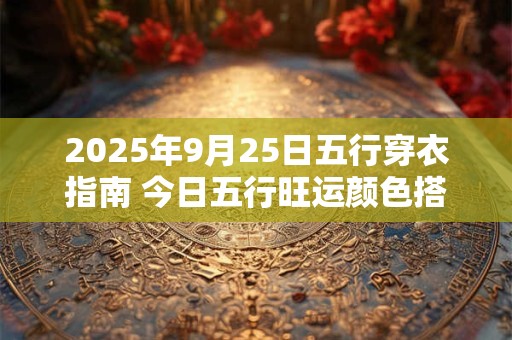 详细阅读:2025年9月25日五行穿衣指南 今日五行旺运颜色搭配 2025年9月25日五行穿衣指南 今日五行旺运颜色搭配